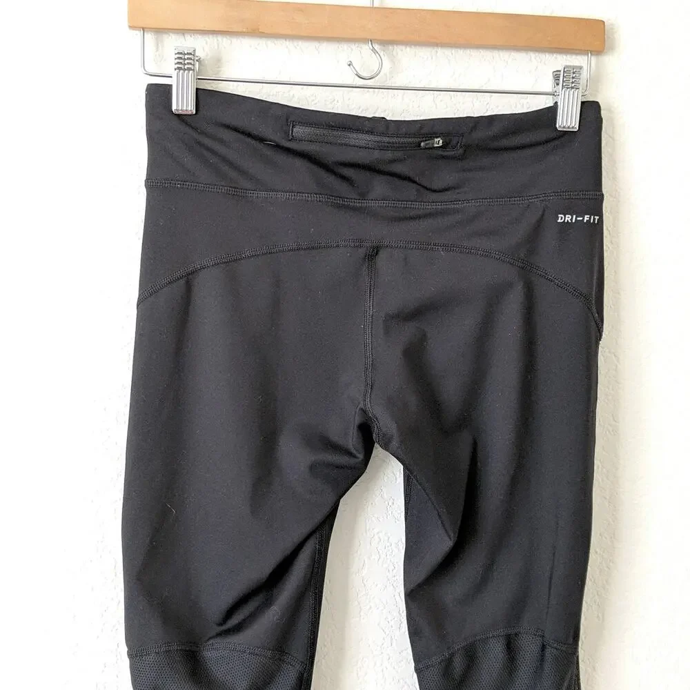Nike Black Red Pants Womens Power Dri Fit Running Tights Run‎ Leggings Medium M